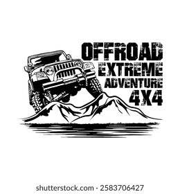 extreme adventure off road emblem logo poster vector design black white