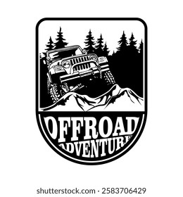 extreme adventure off road emblem logo poster vector design black white