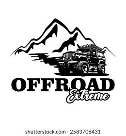 extreme adventure off road emblem logo poster vector design black white