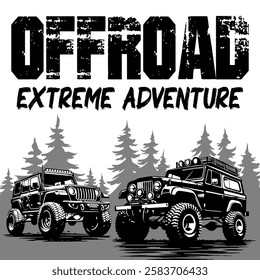 extreme adventure off road emblem logo poster vector design black white