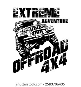 extreme adventure off road emblem logo poster vector design black white