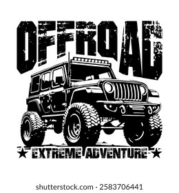 extreme adventure off road emblem logo poster vector design black white