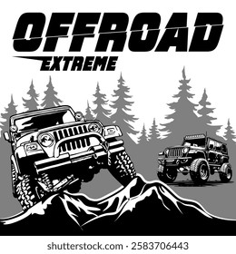 extreme adventure off road emblem logo poster vector design black white