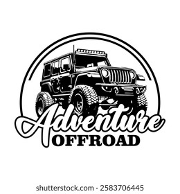 extreme adventure off road emblem logo poster vector design black white