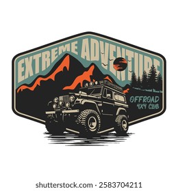 extreme adventure offroad emblem logo poster vector design