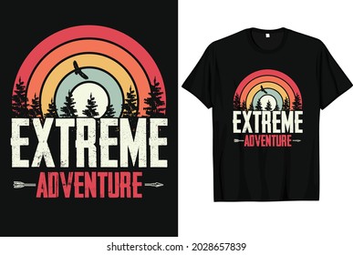 Extreme Adventure, Outdoor Vintage background T-shirt Design 