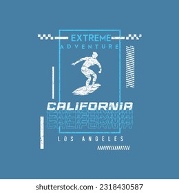 Extreme adventure surf California typography surfing vector t shirt design