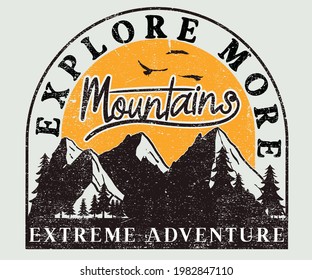 Extreme adventure vintage artwork design for apparels. Adventure graphic print design.