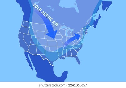 Nordamerika Karte, Winterwind in den USA.