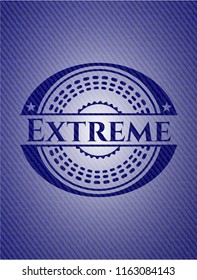 Extreme badge with denim background