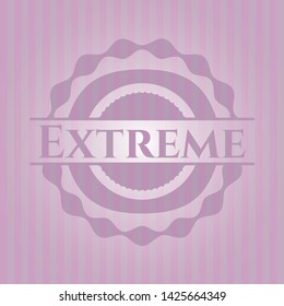 Extreme badge with pink background. Vector Illustration. Detailed.