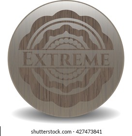 Extreme badge with wood background