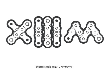 Extreme bicycle chain typography. Vector logotype for extreme sports event. Best for mountain bike or pit bike challenges. 