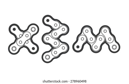 Extreme bicycle chain typography. Vector logotype for extreme sports event. Best for mountain bike or pit bike challenges. 