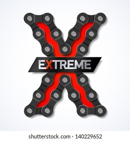 Extreme - bicycle chain. Vector.