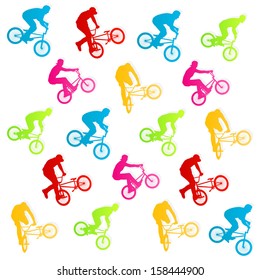 Extreme bicycle riders vector background illustration concept