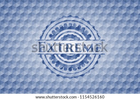 Extreme blue hexagon emblem.