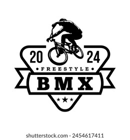 Extreme BMX street racer logo emblem illustration