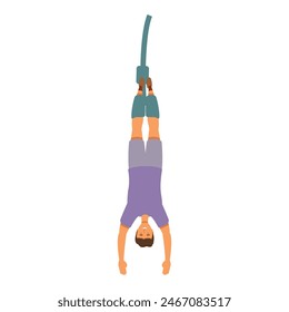 Extreme bungee jumping icon cartoon vector. Rope down. Recreation person