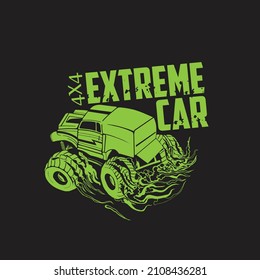 coche extremo para el diseño de camisetas -vector