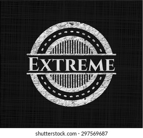 Extreme chalkboard emblem written on a blackboard