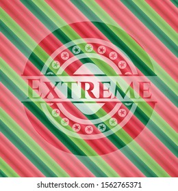 Extreme christmas colors style badge. Vector Illustration. Detailed.