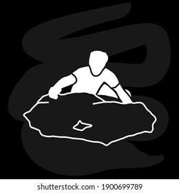 Silueta vectorial de hombres de escalada extrema y roca