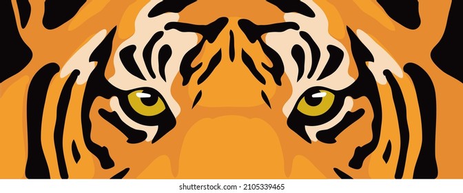 Extreme close up tiger head illustration on black background. design for t-shirt screen printing and POD