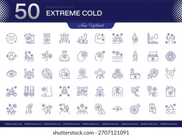 Icono de trazo frío extremo. Conjunto de iconos de línea fría extrema. paquete de iconos de trazo editable. Línea, delgado, Paquete de icono de estilo lineal. Totalmente personalizable