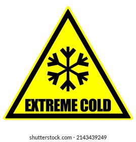 Extreme Cold, Yellow Warning Triangle Sign On White Background.