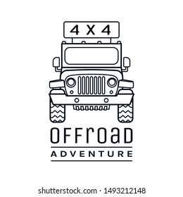 Extreme competition emblem. Off-roading suv adventure and car event design element. Beautiful vector illustration in black color isolated on a white background.