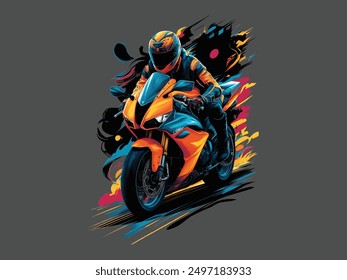 Extreme dirt bike cartoon vector illustration biker