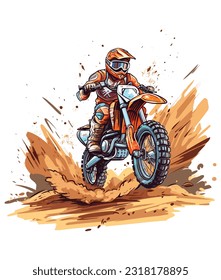 extreme dirt bike Illustration on white background 