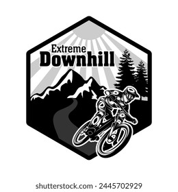 Extreme downhill mountain bike logo design black white