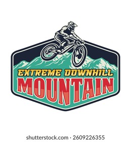 Extreme Downhill Mountain Biking Adventure Vector Design