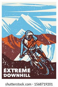 Extreme downhill vintage retro poster illustration