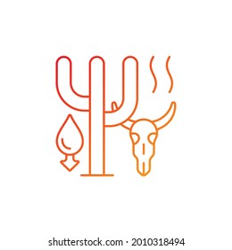 Extreme drought causing animals extinction gradient linear vector icon. Biodiversity loss. Extreme weather. Thin line color symbols. Modern style pictogram. Vector isolated outline drawing