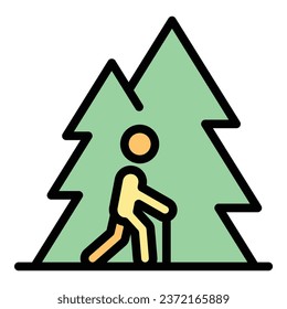 Extreme forest icon outline vector. Rope park. Adventure sport color flat