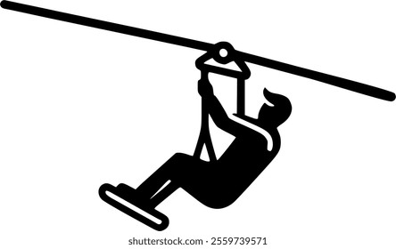 Extreme game of riding flying fox sign, symbol, vector, art