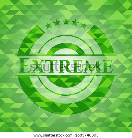 Extreme green mosaic emblem. Vector Illustration. Detailed.