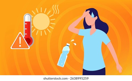 Extreme heat, Abnormal heat concept, template for social media, news, information article, etc. Vector EPS10