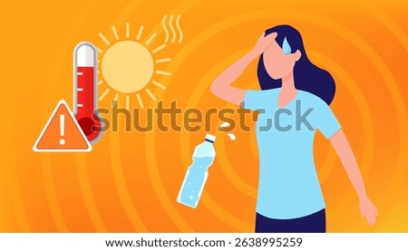 Extreme heat, Abnormal heat concept, template for social media, news, information article, etc. Vector EPS10