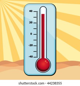 Extreme heat. Hot thermometer. Vector illustration.