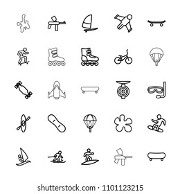 Extreme icon. collection of 25 extreme outline icons such as paintball, parachute, skate, roller skate, hang glider, skiing. editable extreme icons for web and mobile.