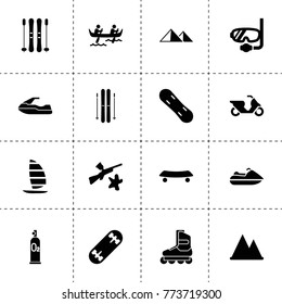 Extreme icons. vector collection filled extreme icons. includes symbols such as mountain, paintball, oxygen scuba, skate roller. use for web, mobile and ui design.