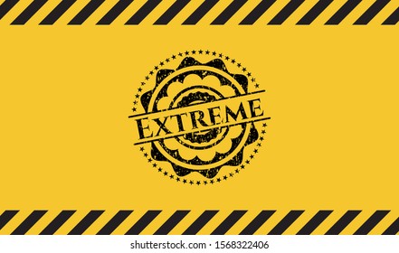 Extreme inside warning sign, black grunge emblem. Vector Illustration. Detailed.