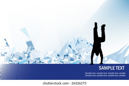 Extreme jump. Silhouette on a abstraction background. Vector illustration scale to any size.