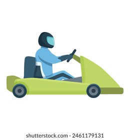 Extreme karting drive icon cartoon vector. Young driver. Vehicle motion