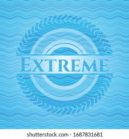 Extreme light blue water badge. Vector Illustration. Detailed.