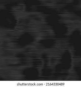 An extreme moire pattern. Crossing gray stripes waves, intentional distortion effect, with circular zones of disturbance. Optical illusion art background.  Vector digital texture